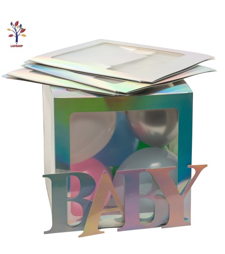 BY43 - Cutii BABY pentru baloane 4 buc/set argintiu multireflex Cutii BABY pentru baloane 4 buc/set argintiu multireflex