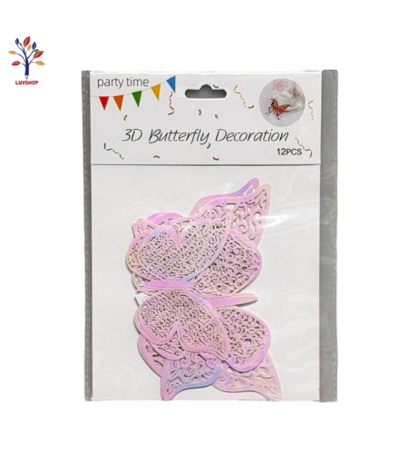 Fluturi decor #p 12/set roz irizant