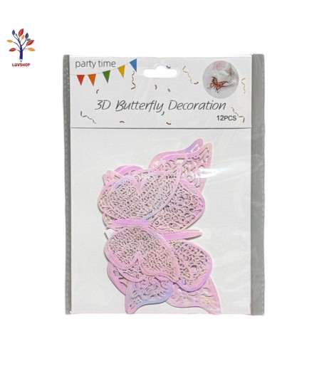 Fluturi decor #p 12/set roz irizant