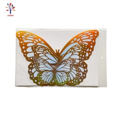 Fluturi decor 6/set bicolor auriu bleu