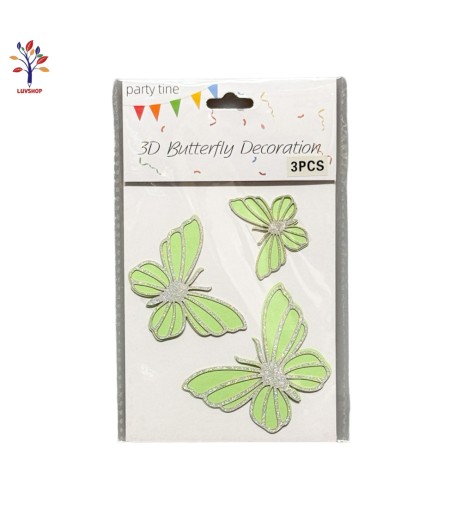 Fluturi decor 3 buc/set, verde