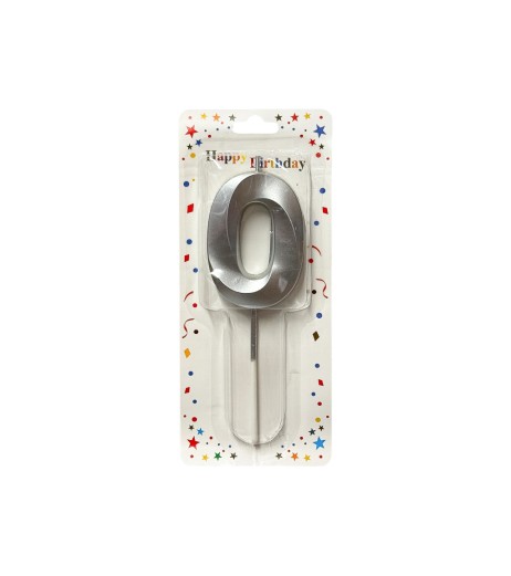 Silver number cake candle