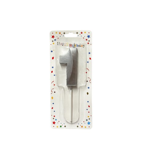Silver number cake candle