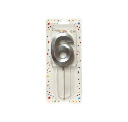 Silver number cake candle