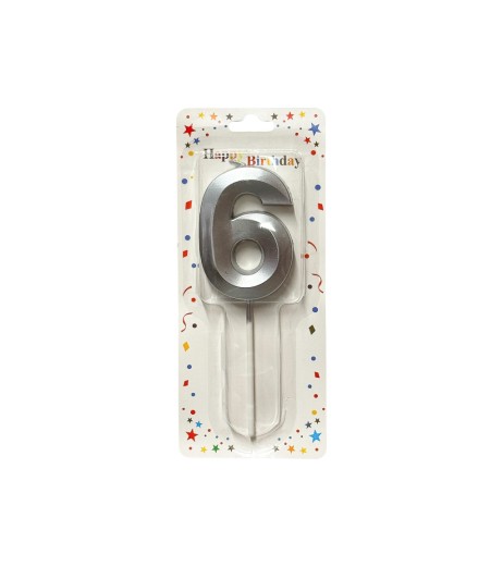 Silver number cake candle