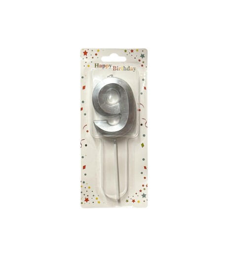 Silver number cake candle