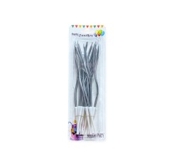 Lumanari tort spirala, argintii, set 12 bucati