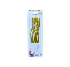 Lumanari tort spirala, aurii, set 12 bucati