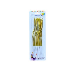 Lumanari tort spirala, aurii, set 12 bucati Lumanari tort spirala, aurii, set 12 bucati
