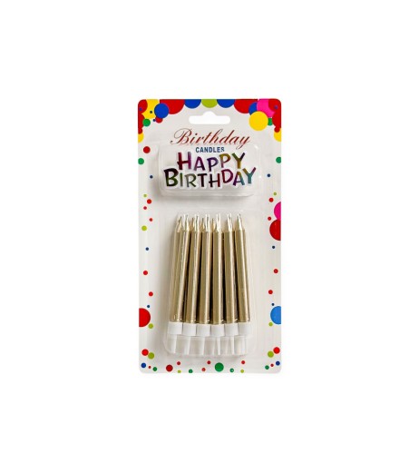 Elegance cake candles pink gold 12/set