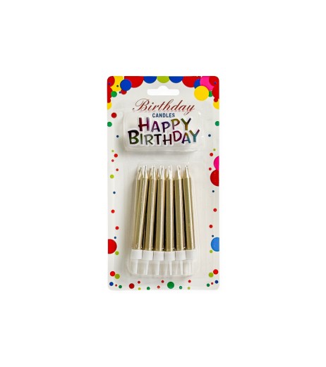Elegance cake candles pink gold 12/set