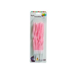 Lumanari tort spirala cu sclipici, candy pink, 12/set Lumanari tort spirala cu sclipici, candy pink, 12/set