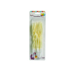 Lumanari tort spirala cu sclipici, ivory, 12/set