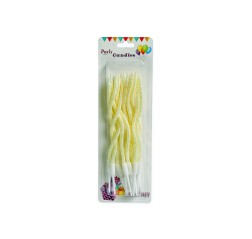 Lumanari tort spirala cu sclipici, ivory, 12/set Lumanari tort spirala cu sclipici, ivory, 12/set
