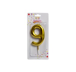 Lumanare tort aurie 9 cm cifra 9 Lumanare tort aurie 9 cm cifra 9