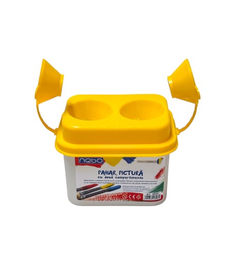 Pahar plastic pentru pictura 2 compartimente