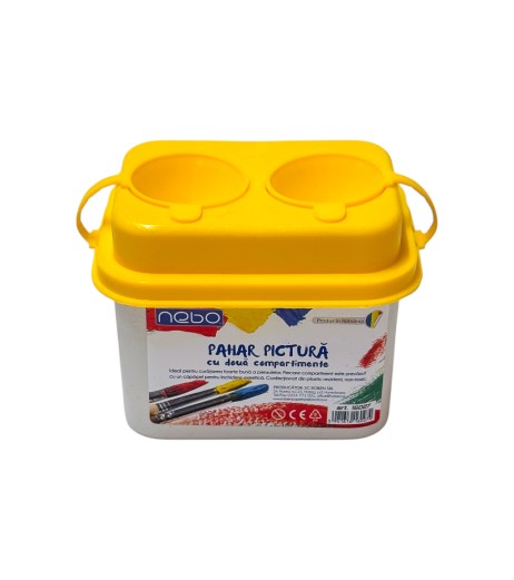 Pahar plastic pentru pictura 2 compartimente