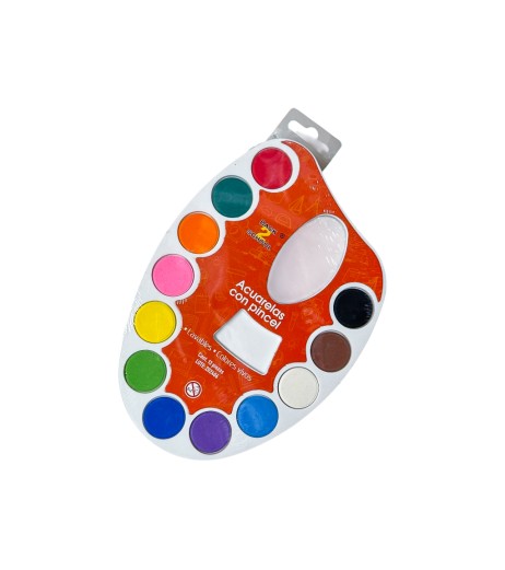 Acuarele 12 culori display paleta