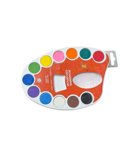 Acuarele 12 culori display paleta