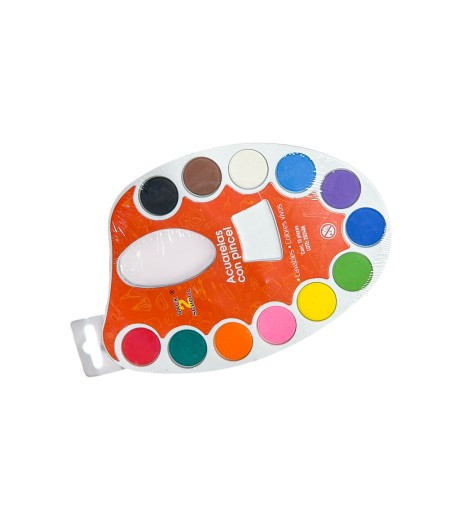 Acuarele 12 culori display paleta