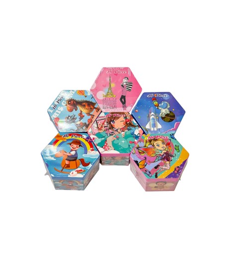 Drawing set 46 pieces hexagon print box