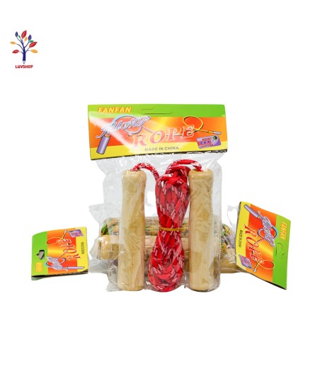 Skipping rope with wooden handle