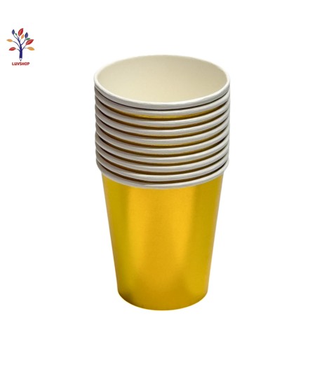 Cardboard party cups 10/set gold