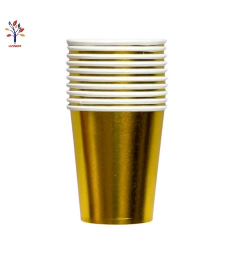 Cardboard party cups 10/set gold