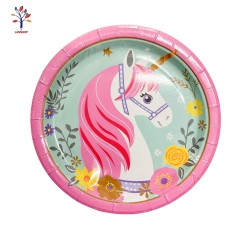 Farfurii petrecere din carton 10/set Unicorn
