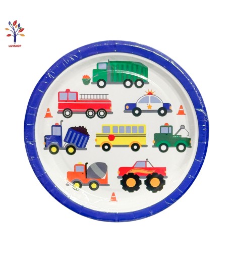 Cardboard party plates 10/set Car