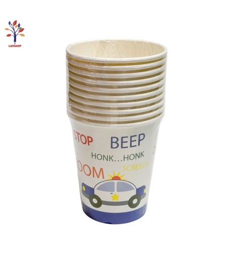 Cardboard party cups 10/set Car