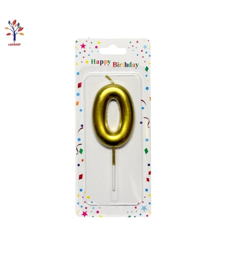 Gold number 0 cake candle