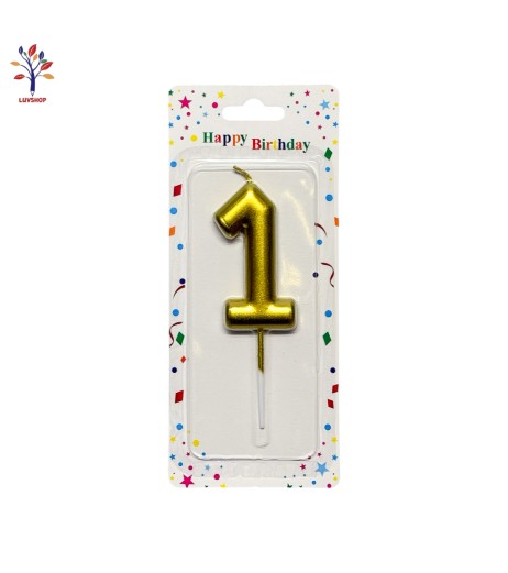 Gold number 1 cake candle