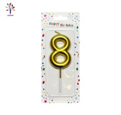 Golden number 8 cake candle