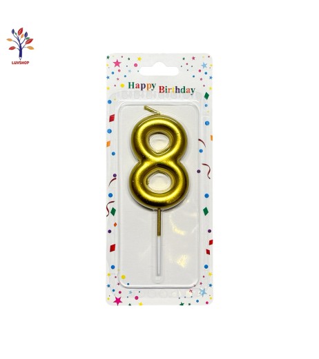Golden number 8 cake candle