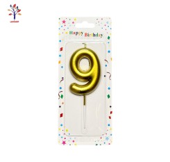 Golden number 9 cake candle