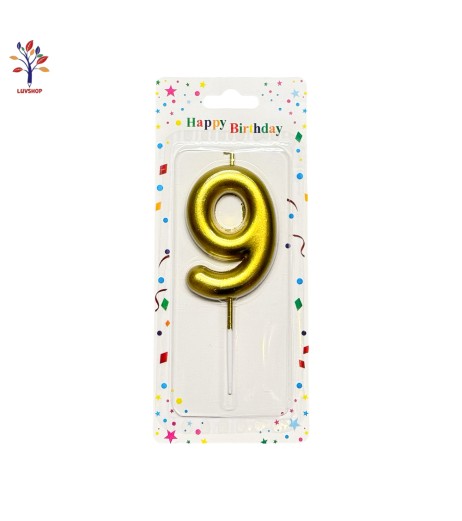 Golden number 9 cake candle