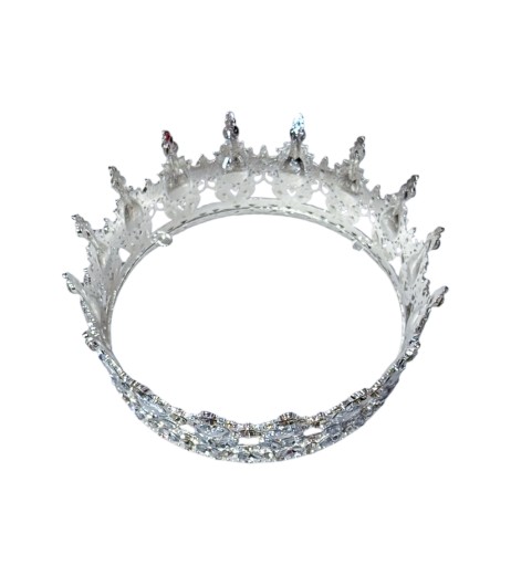 Coronita Queen din metal, argintie strasuri albe