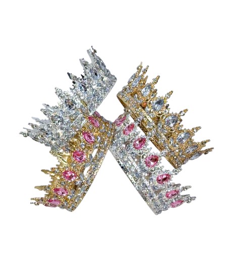 Coronita Queen din metal, argintie strasuri albe