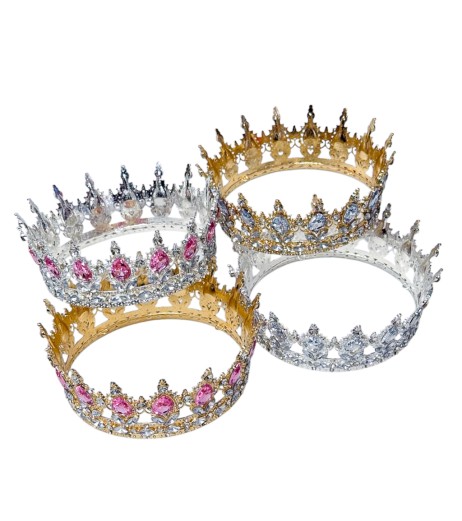 Coronita Queen din metal, argintie strasuri albe