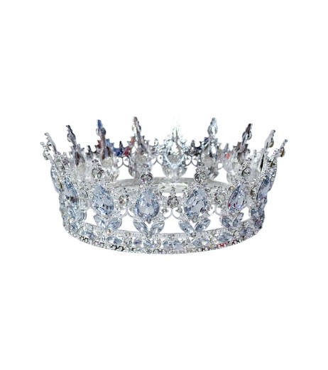 Coronita Queen din metal, argintie strasuri albe