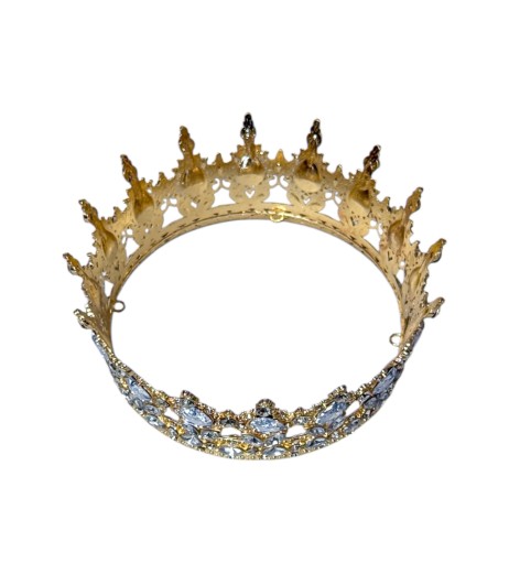 Coronita Queen din metal, aurie strasuri albe