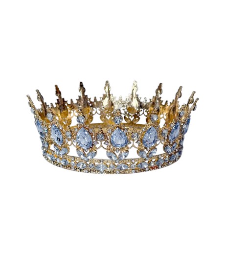 Coronita Queen din metal, aurie strasuri albe