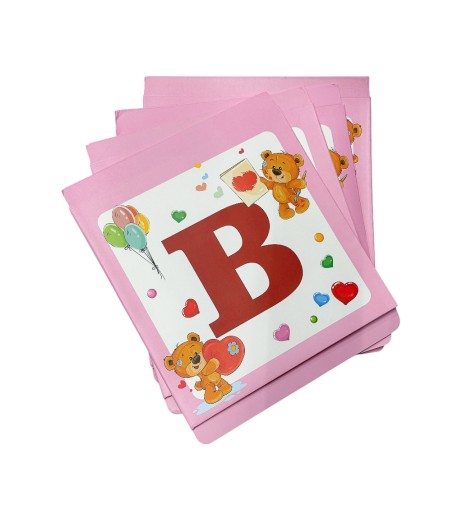 Set 4 cuburi roz din carton Baby