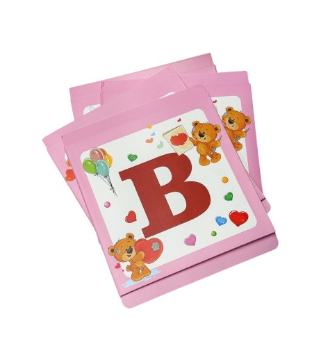 Set 4 cuburi roz din carton Baby