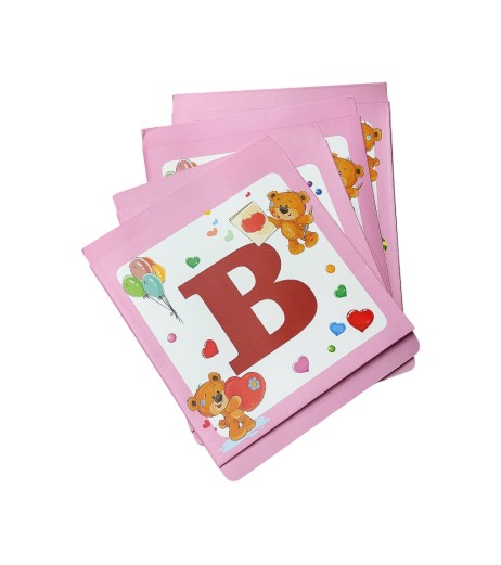 Set 4 cuburi roz din carton Baby
