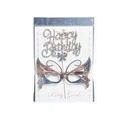 Party set glasses + topper, silver with rhinestones
