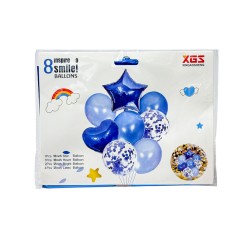 Set 8 baloane albastre, 2 folie + 6 latex