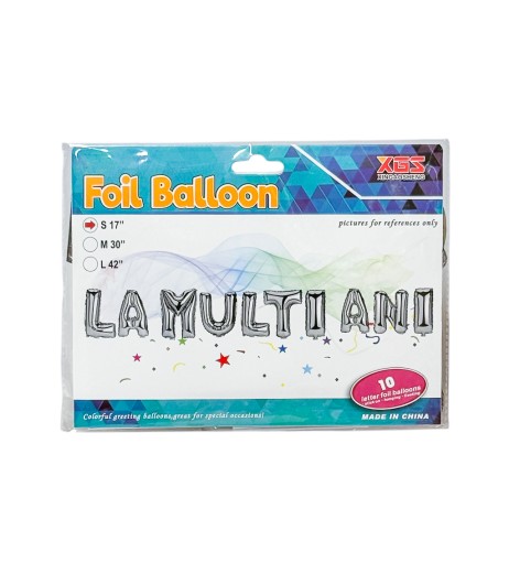 Baloane din folie La multi ani argintiu 17” (43 cm)