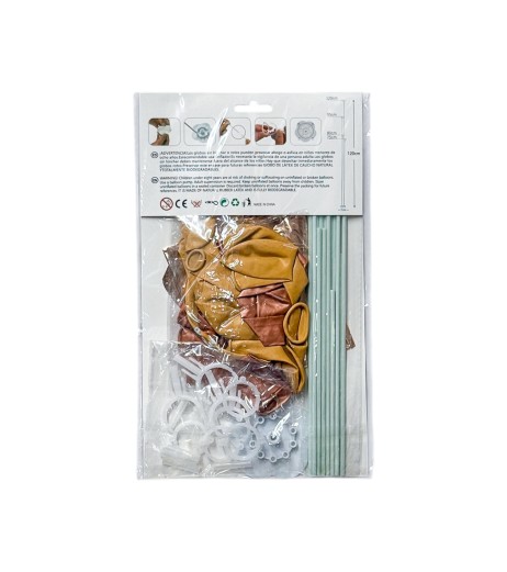 Set of 21 balloons + plastic support sticks, copper-clay